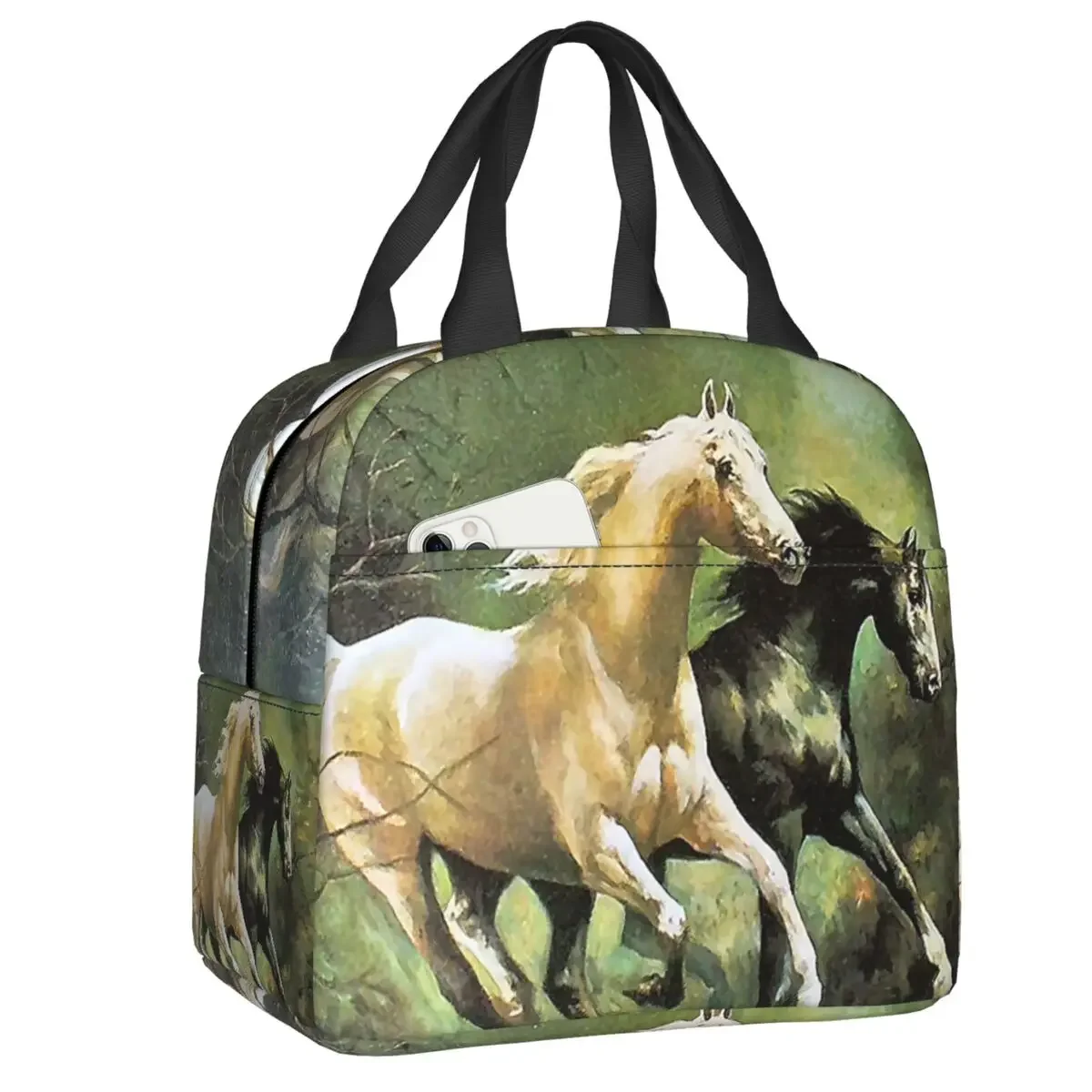 

Vintage Horses Painting Insulated Lunch Bag for Women Resuable Thermal Cooler Lunch Box Work School Picnic Food Container Bags