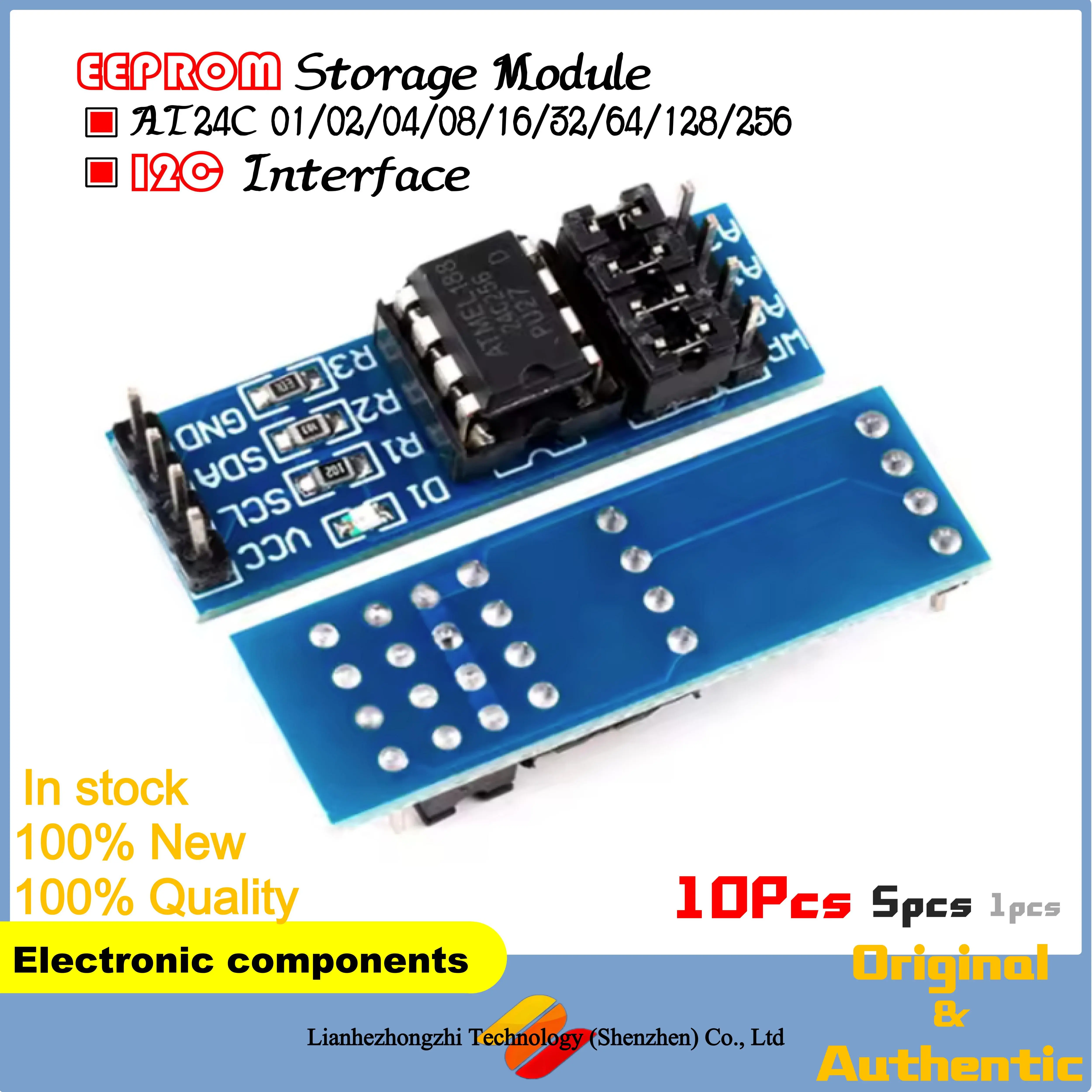 5/1pcs New AT24C256 24C02 24C04 24C08 24C16 24C32 24C64 24C128 24C256 I2C interface EEPROM Memory Module for Arduino