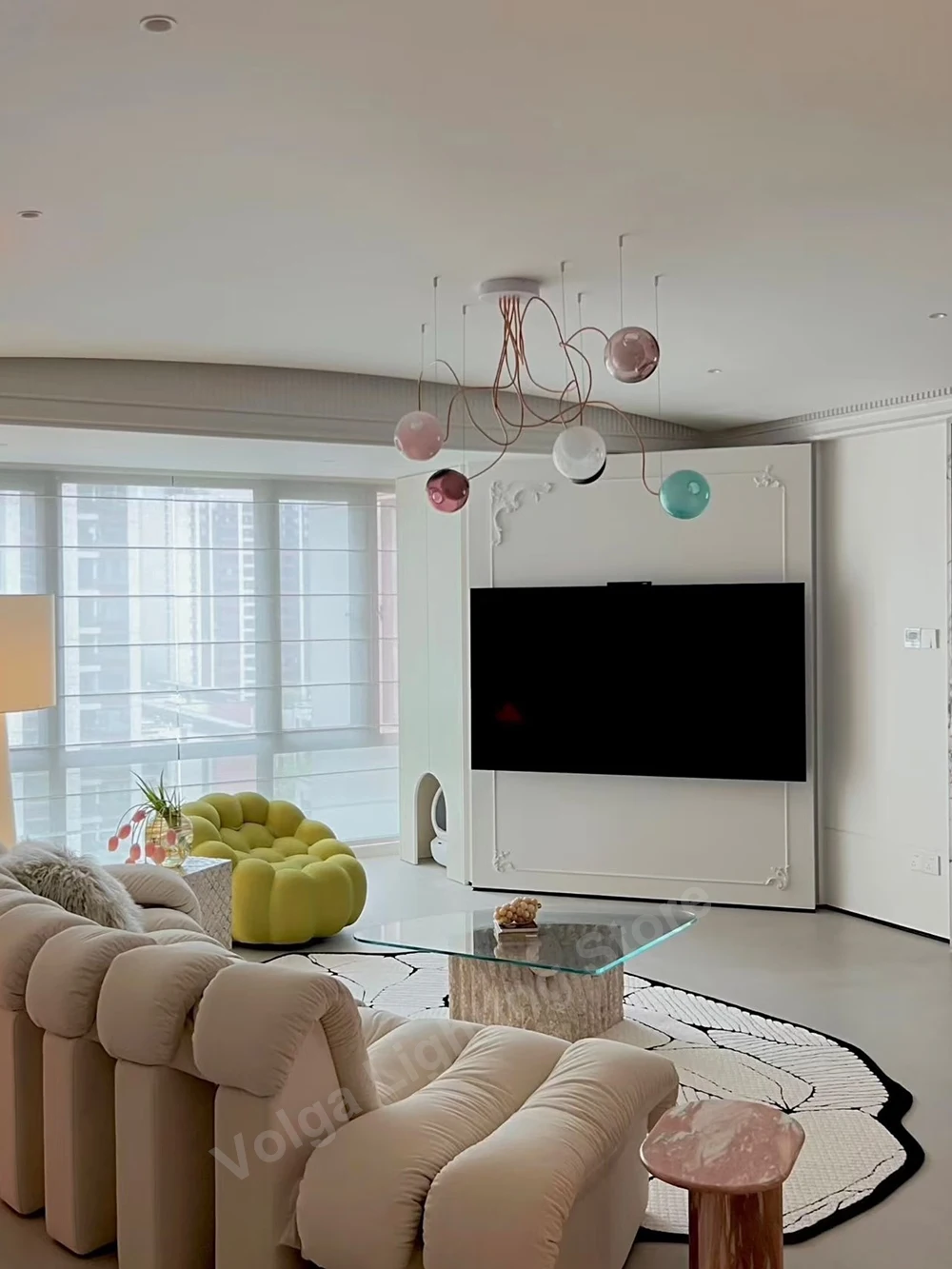 Come Get Branch-shaped Colorful Glass Ball Chandeliers Led Easy Installation Luxury Fashion Chandelier for Dining Room Villa