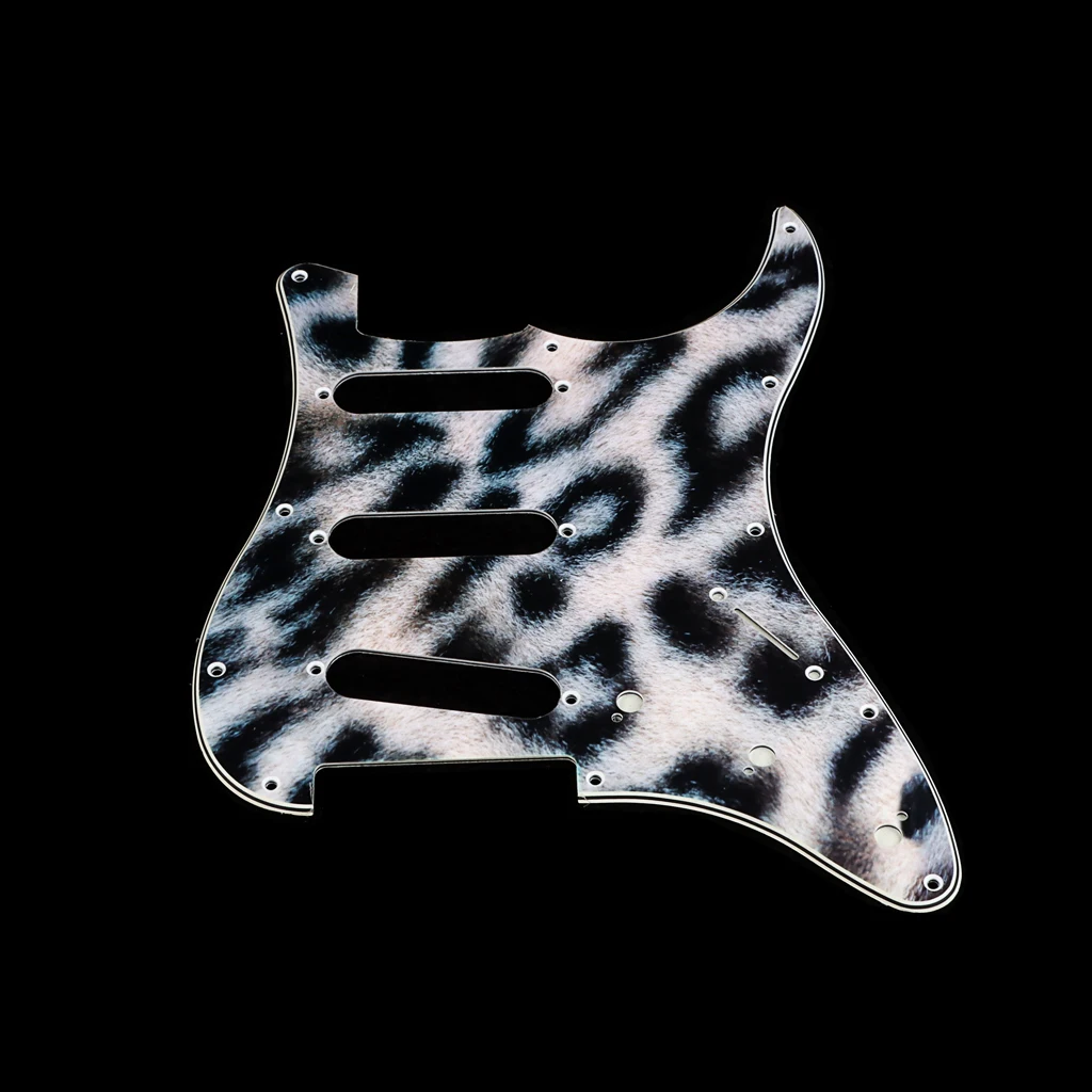 11 Hole Strat Guitar Pickguard SSS Scratch Plate for Stratocaster Style Guitar Leopard Stripe 3 Ply Plastic 0.09 inch 2.3mm