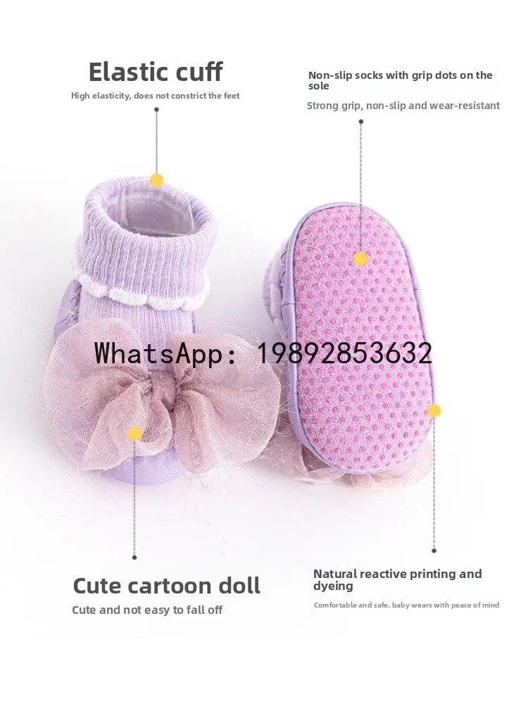 جوارب أطفال رفيعة جديدة مع أحذية جوارب للمشي للأطفال بحافة دانتيل لاصقة مضادة للانزلاق #4