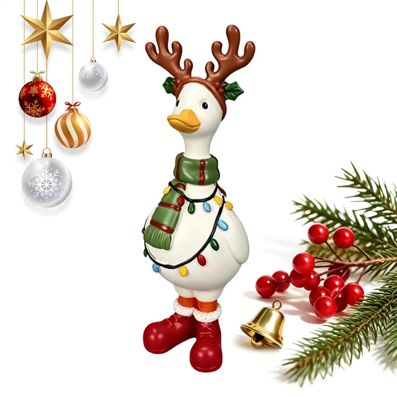 Desk Goose Statue Christmas Reindeer Ornament Decoration Resin  Goose Statue Table Mini Porch Goose Christmas decor Gift