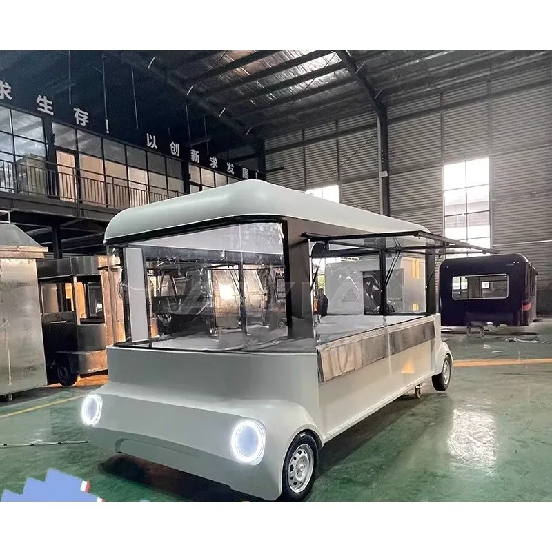 FOB Custom Commercial Mobile Food Truck With Scissor Wings Coffee Tea Bar Ice Cream Vending For Camping Street Stall