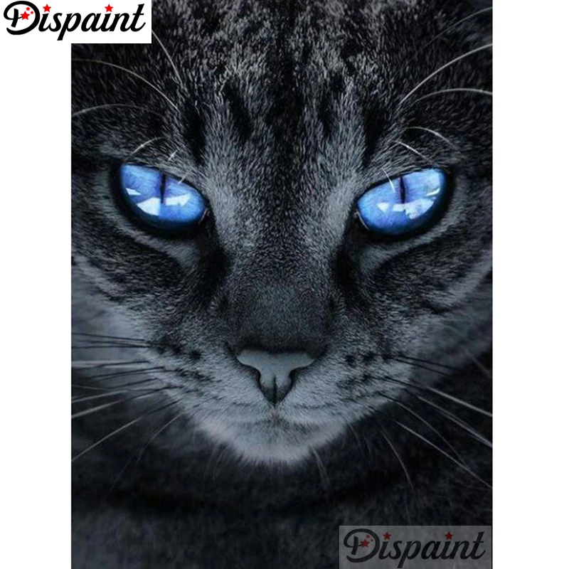 

Dispaint Full Square/Round Drill 5D DIY Diamond Painting "Animal cat" Embroidery Cross Stitch 3D Home Decor A12923