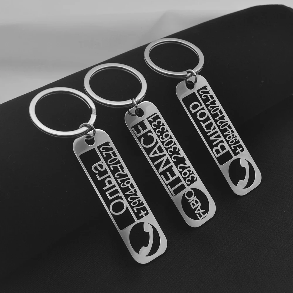 Custom Engraved Keychain Name Stainless Steel Personalized Gift Custom Lost Proof Keychain Keychain