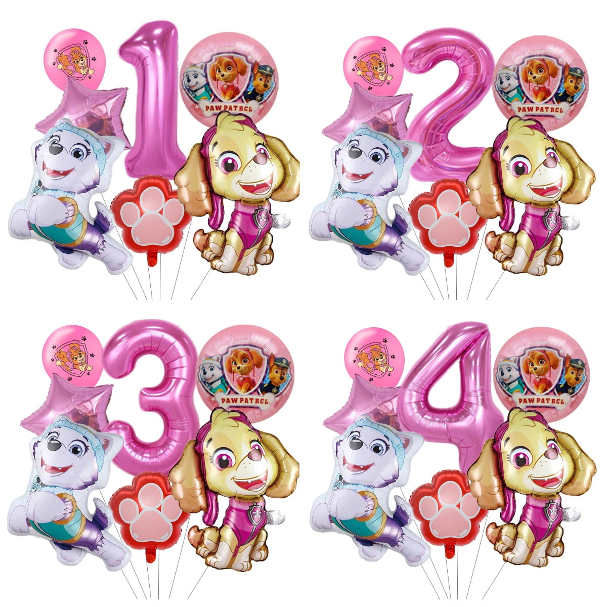 7 stücke Cartoon PAW Patrol Geburtstag Dekoration Aluminium Film Digital Ballon Set Hund Chase Kinder Party Liefert Spielzeug