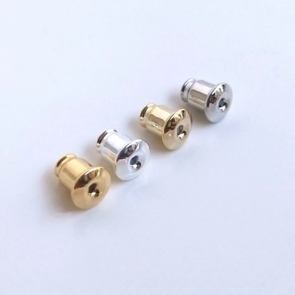 

14K Gold Color Silver Silicone Ear Plug Earplugs DIY Ear Jewelry Accessories 18K Real Gold Bullet Plug Rubber Ear Plug