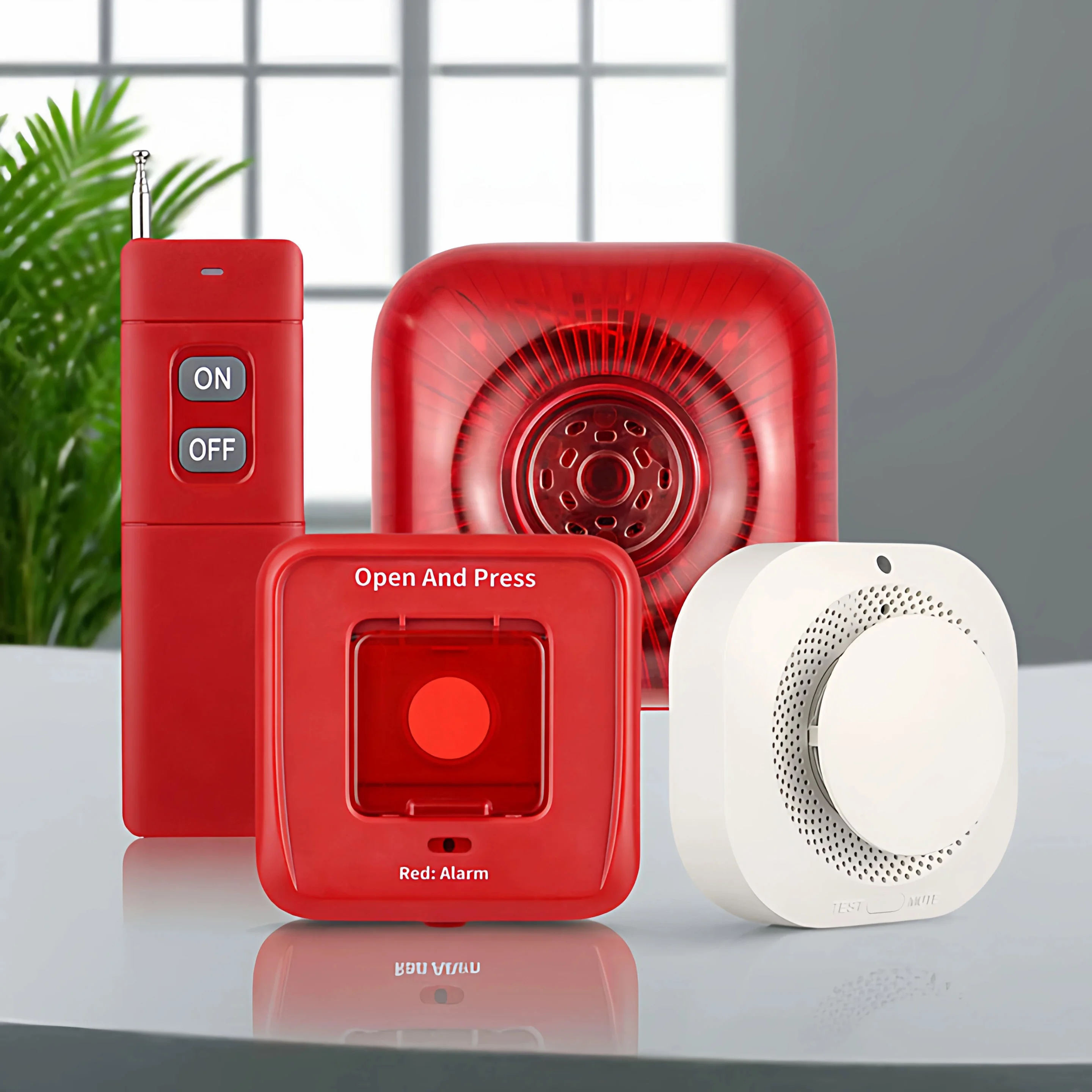 Fire alarm bell wireless linkage, manual alarm, emergency button, fire sound and light alarm  wireless remote control switch