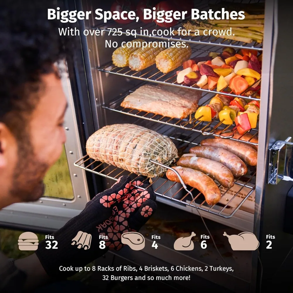 مدخن كهربائي مع ميزان حرارة اللحوم المتكامل وحامل مرتفع لجلسات التدخين الخارجية الممتدة #6