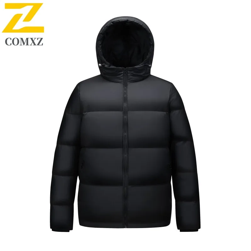 COMXZ 50% Down Jacket Men Cotton Coat Winter Color Block Thickened Padded Coat Couple Same Waterproof Stand Collar Puffer 2025
