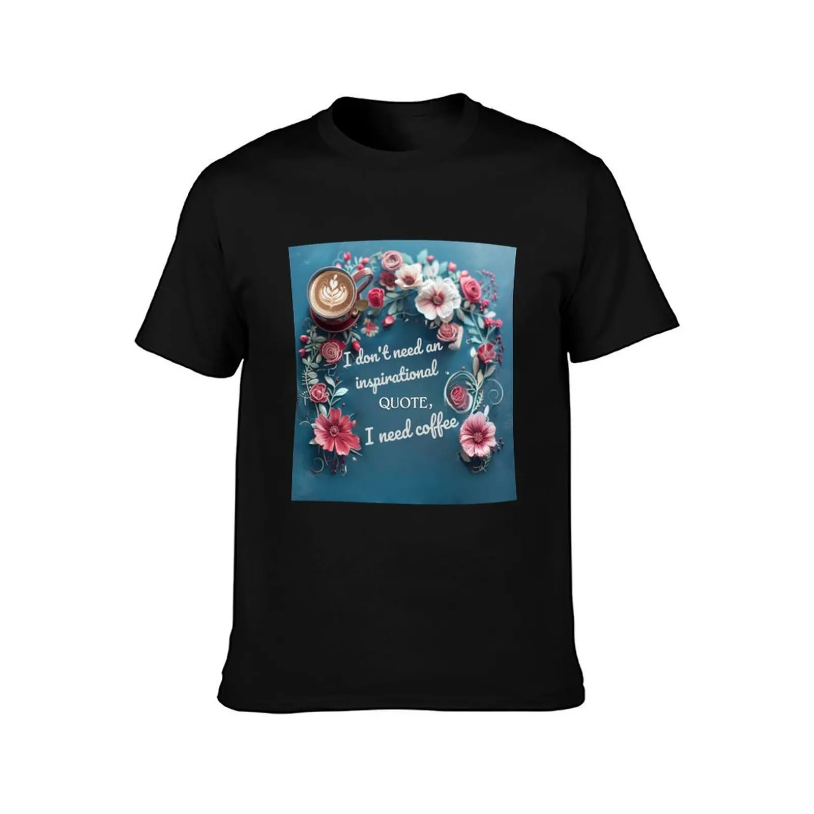 Coffee Cravings: Floral Elegance T-Shirt, Summer Casual Cotton Tee, Oversized Streetwear Tops, Vintage Graphic Print