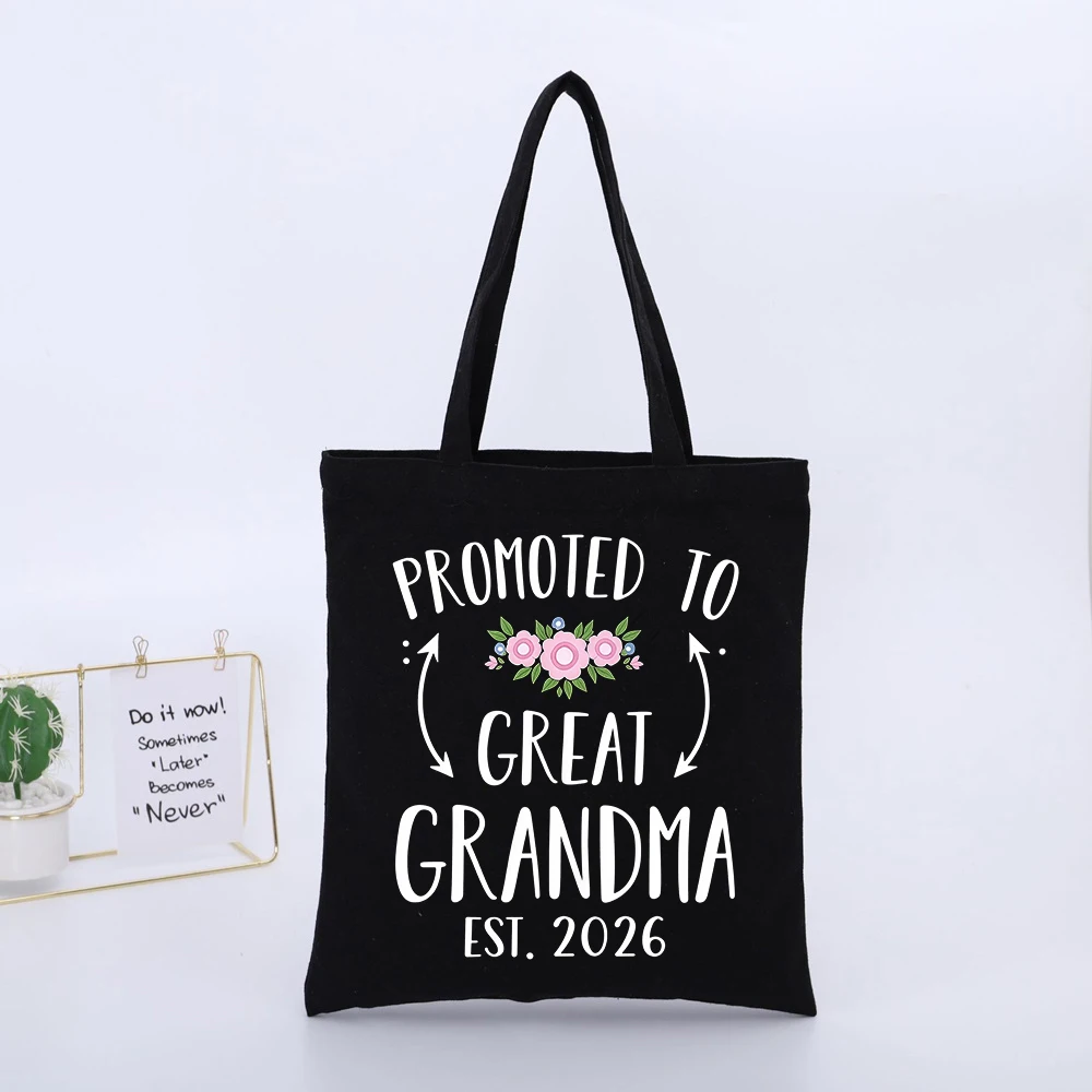 Great Grandma's Floral Typography Canvas Tote Bag, Casual Style for Daily Use and Special Occasions