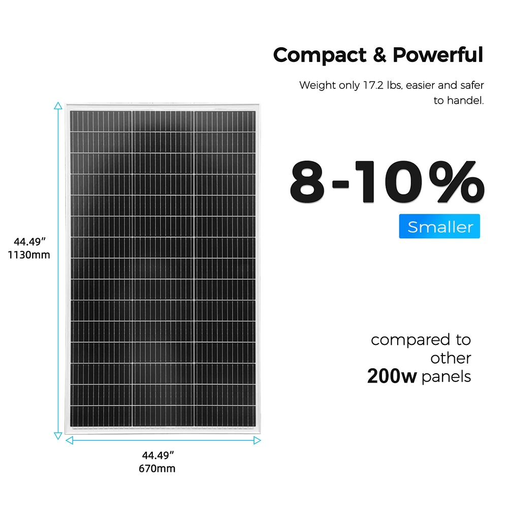 24.75V 200W Glass Rigid Solar Panel China Charge / 2pc 200W (400W) Monocrystalline Solar Panels Charging 12V Camping/Home/RV CE