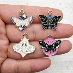 10pcs Butterfly Charm for Jewelry Making Enamel Necklace Phone Keychain Bracelet Pendant Diy Accessories Alloy Metal Gold Plated