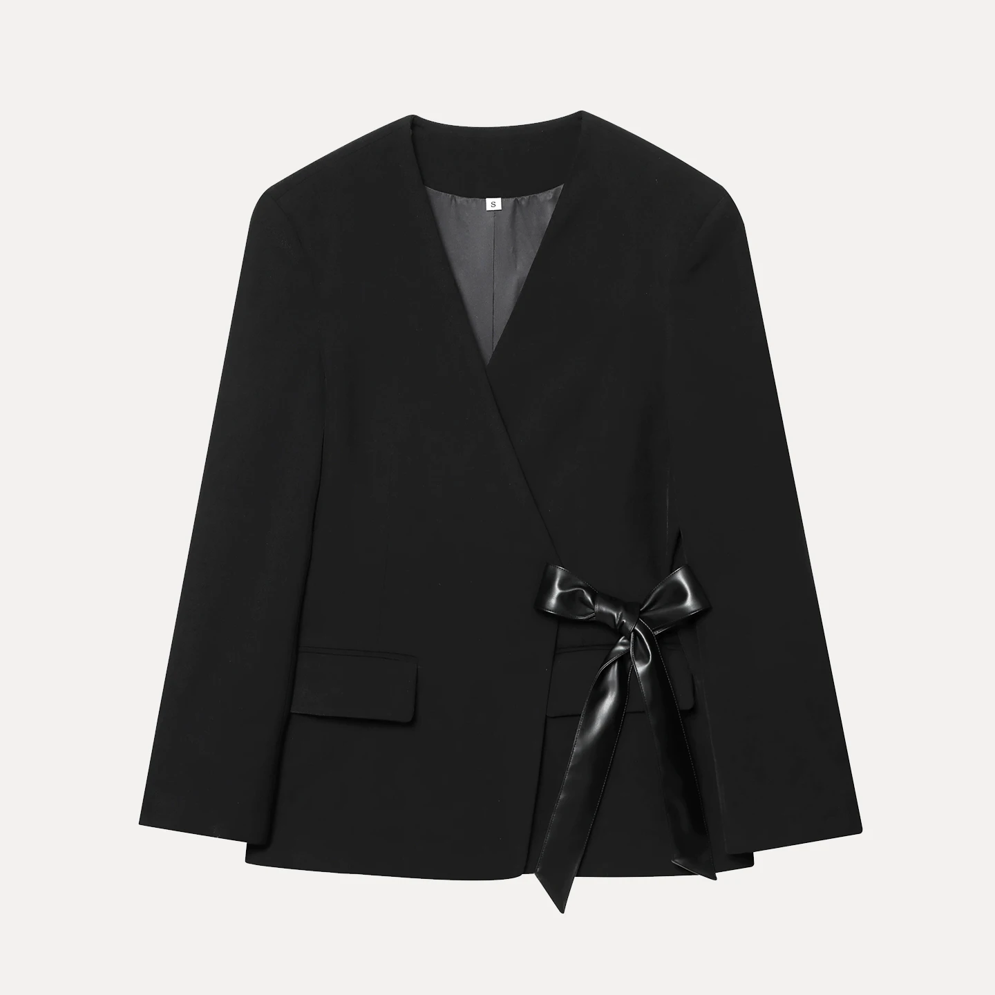 Traje Cruzado Casual y E para Mujer, Otoño 2025, Marca Z, Manga Larga, Uso Diario, Sin Botones, Detalle de Lazo d...