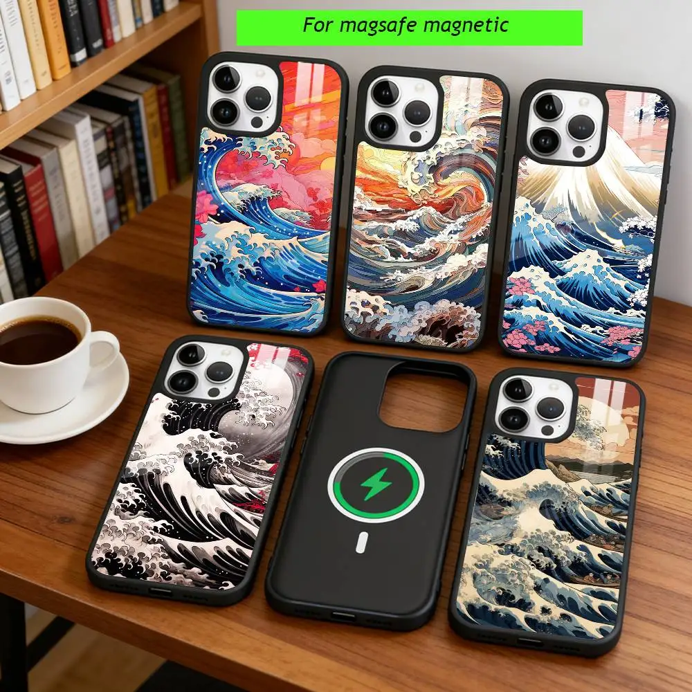 Japan The Great Wave Art Phone Case For iPhone17,16,15,14,13,12,11 Plus,Pro Magnetic with Magsafe Wireless Charging