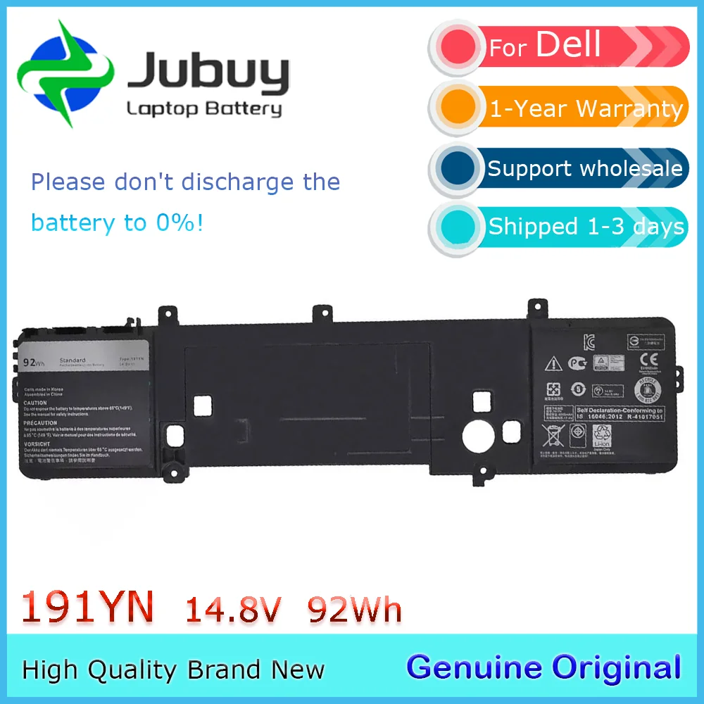 191YN 14.8V 92Wh Original Laptop Battery for Dell Alienware 15 R1 R2 ALW15ED-2718 2828 1718 1828 2F3W1