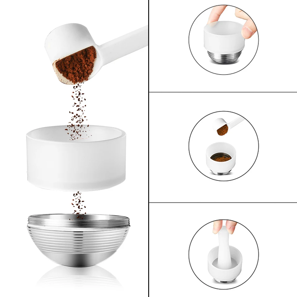 TONYSA Filtre à Dosette De Café Réutilisable à 5 Trous, Poudre Rechargeable En Acier Inoxydable Avec Cuillere A Brosse 90715449
