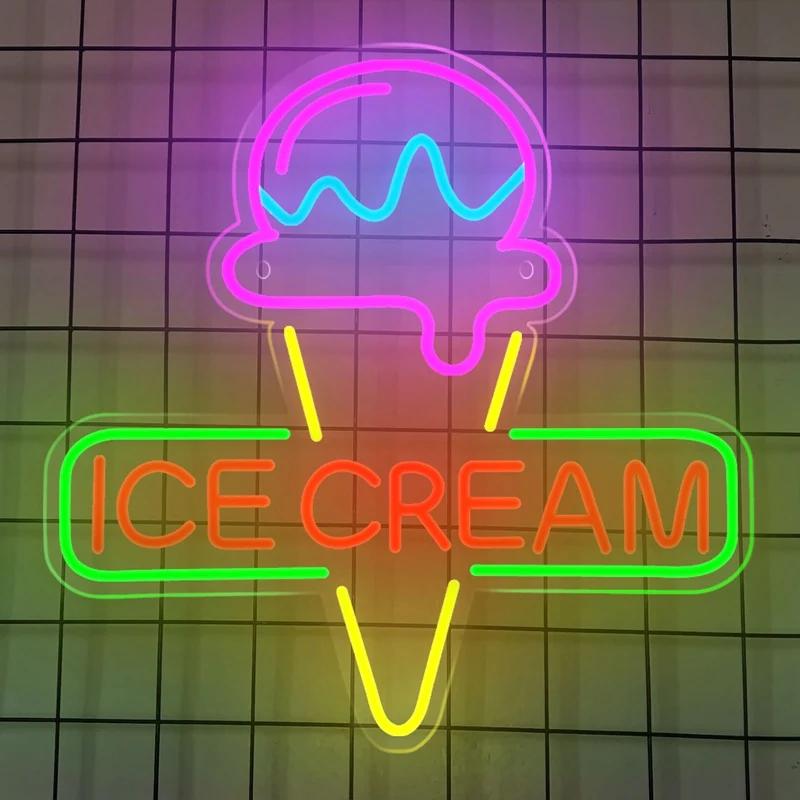 Ice Cream Colorful LED Neon Sign Acrylic Neon LED Sign Light USB For Home Bar Restaurant Children Bedroom Wall Art Decor Lights