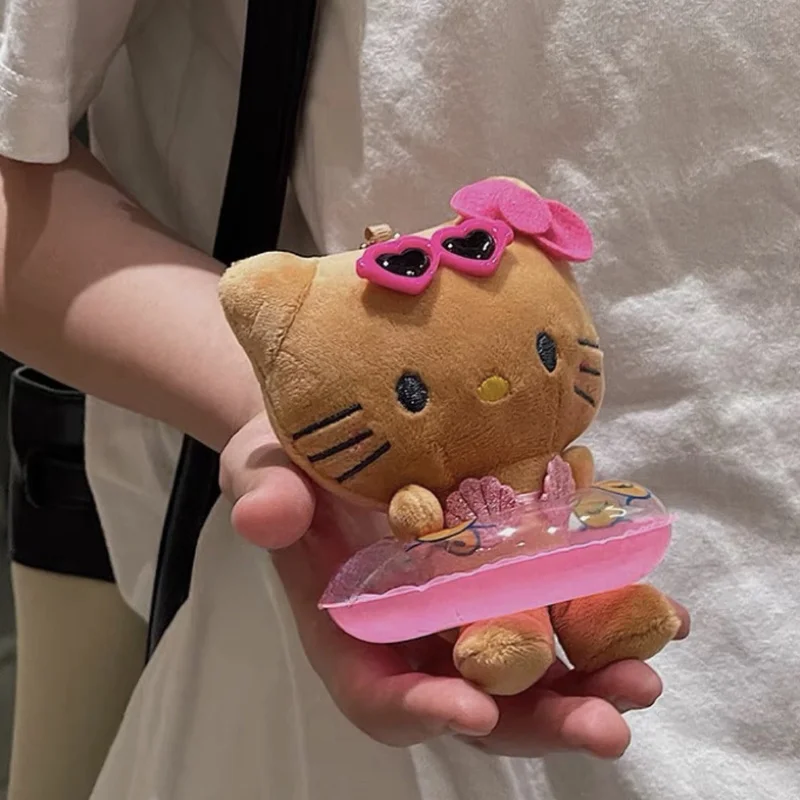 New Hello Kitty Plush Doll Keychain Pendant Cartoon Kt Cat Stuffed Plushies Key Ring Bag Accessories Toy Girls Christmas Gift
