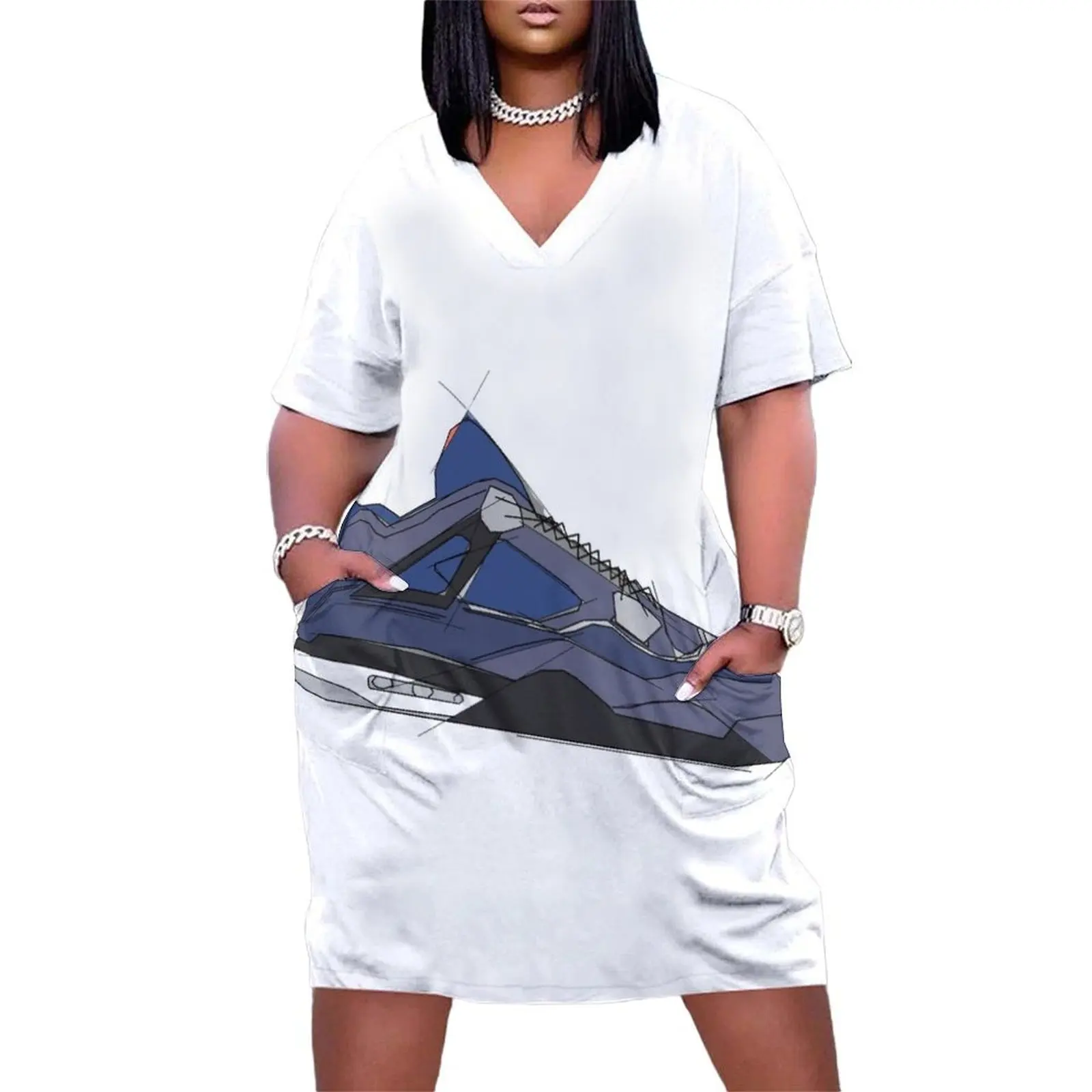 Sneaker Drawing Colorred Loose Pocket Dress Woman clothes sexy short dresses daring Women's summer skirt