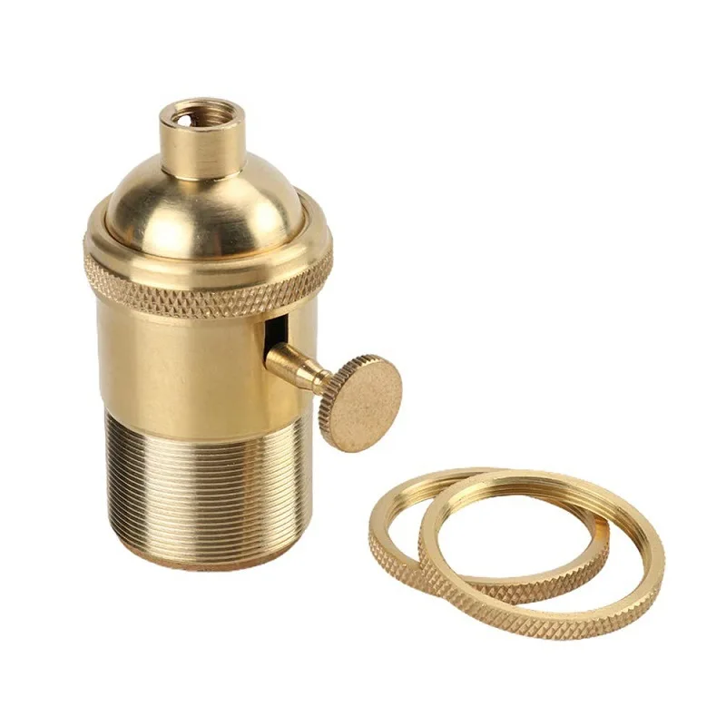 E27 رأس المصباح الرجعية E26 رأس المصباح النحاسي حلقة مزدوجة رأس المصباح النحاسي النقي الرجعية مع ملحقات مصباح الجدار التبديل