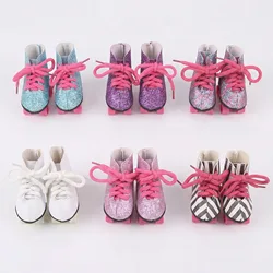 Doll Roller Skate Sequin Shoes Doll Ice Skates Fit 18 Inch American&43 Cm Baby Doll Generation Christmas Girl`s Toy DIY Gift