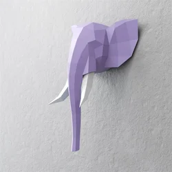 Elephant Head Animal Paper Model Hallway Ornament Paper Craft 3D DIY Origami Home Decoration Handmade Wall Decor Creative Toys