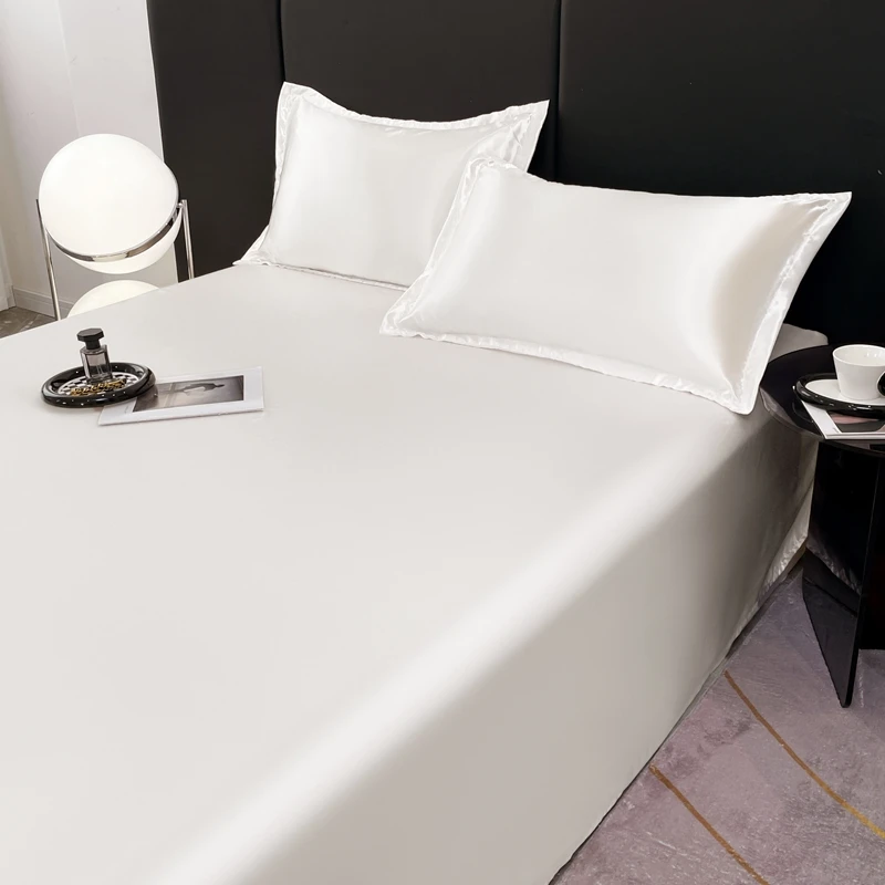 High-end Mulberry Silk Bed Sheet and Pillowcase or Only A Bedsheet Luxury Stain Silky Bed Sheet Set Queen Beautify Skin Bedsheet