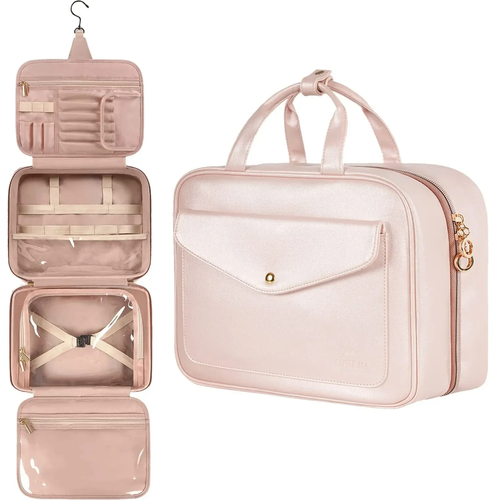 

Large Capacity Travel Tote Cosmetic Bag New PU Leather Waterproof Makeup Bag Ladies Beauty Bag Organizer Toiletries Storage Bags