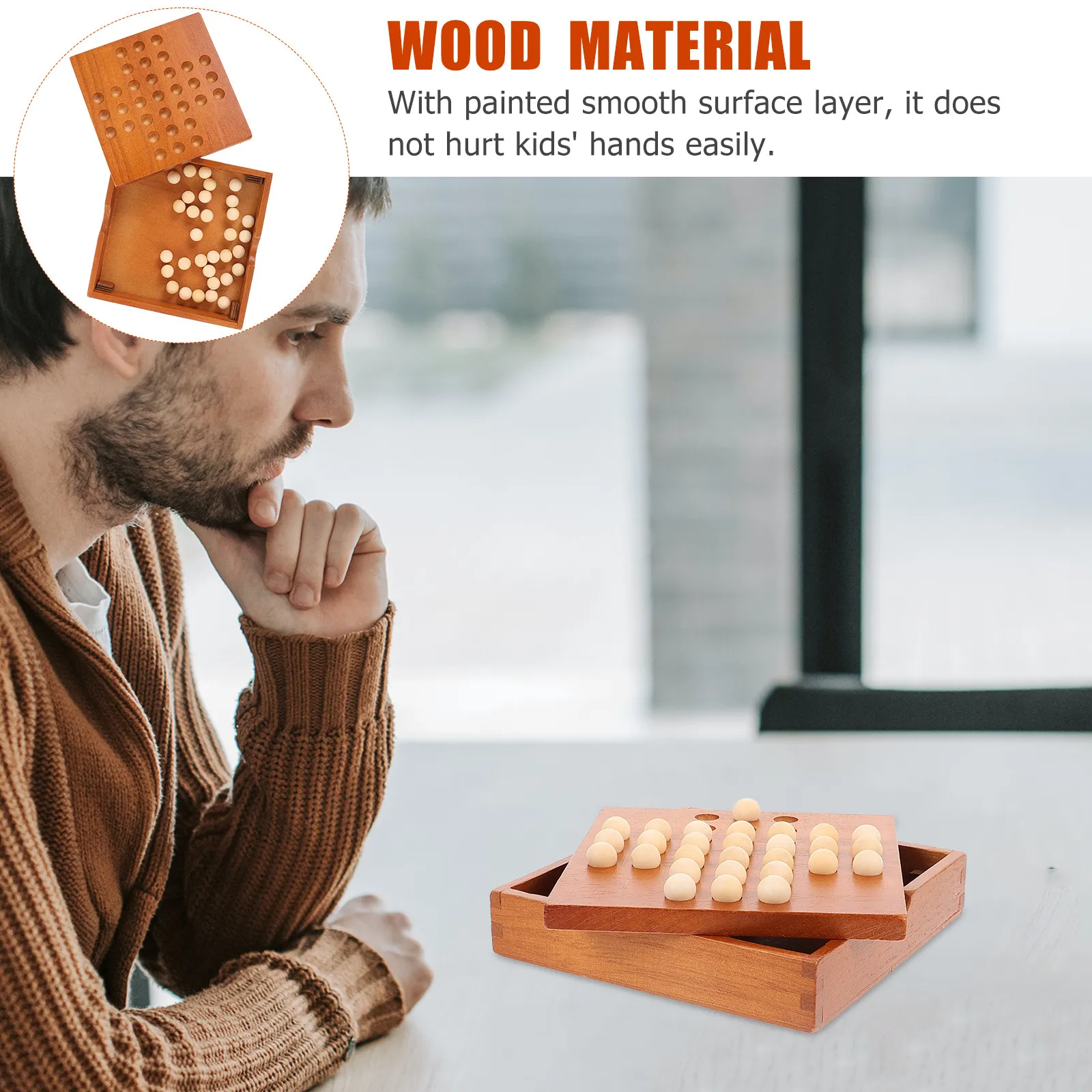 Wooden Chess Peg Game – Kongming Board Puzzle for Kids & Adults, Brain Teaser Intelligence Learning Toy