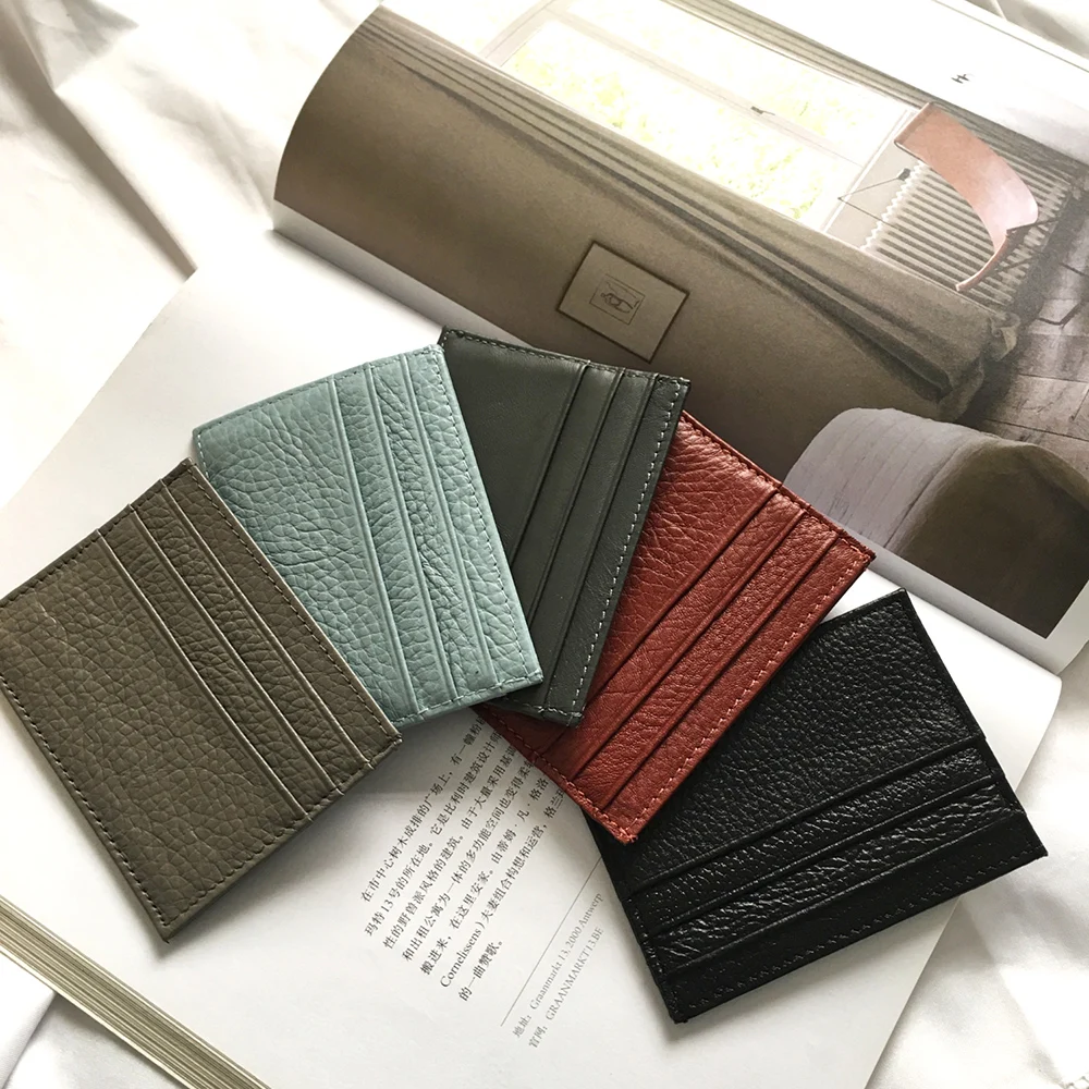 Porte-cartes en cuir véritable 100% personnalisé, cadeau d'anniversaire pour femmes et hommes, Mini portefeuille mince, pochette pour carte de crédit