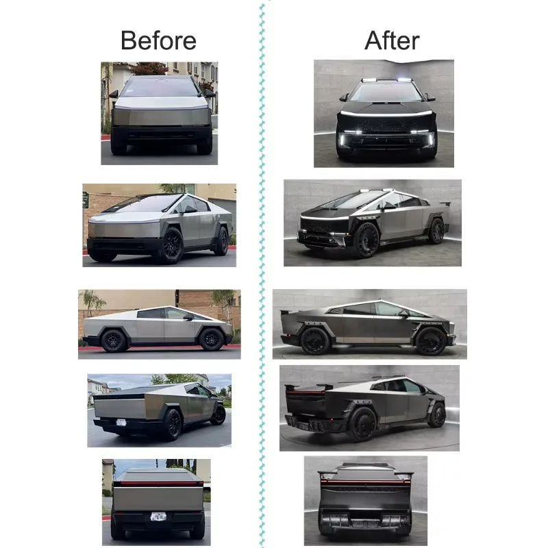 For Tesla Cybertruck ELONGATION Dry Carbon 3K Twill Wide Body Kit, Front Bumper, Side Skirt, Rear Spoiler, Cast Carbon Kit
