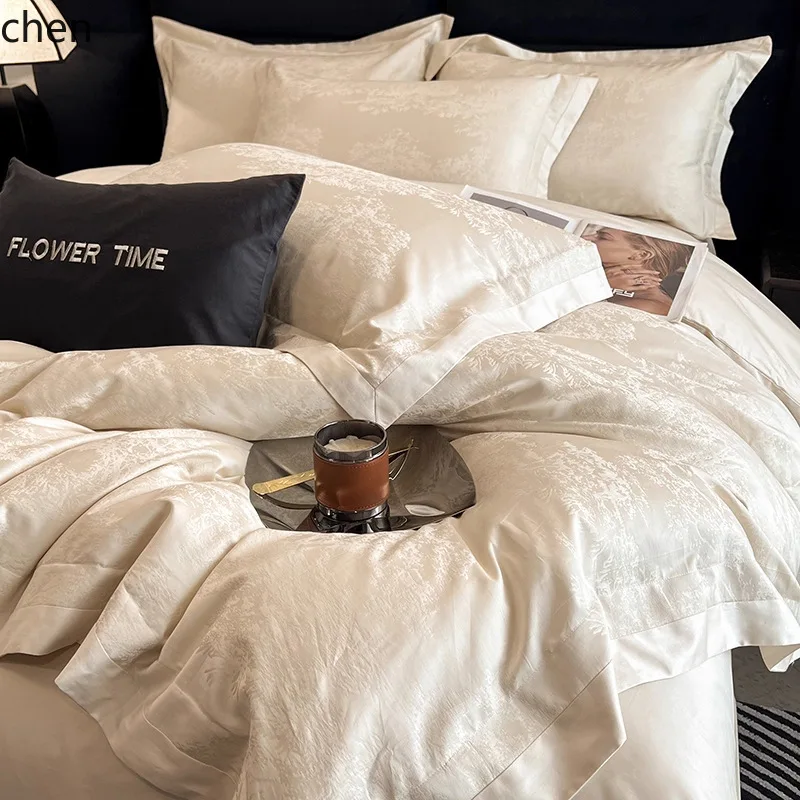 CZ Long-staple cotton jacquard four-piece set, all-cotton, pure cotton, high-end bedding