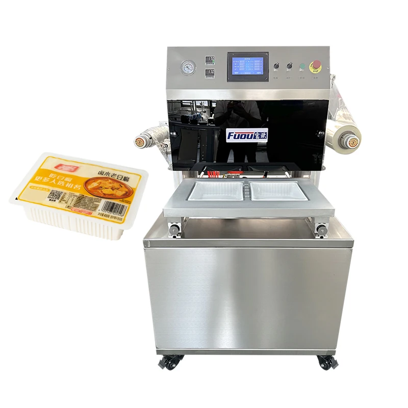 Máquina automática de sellado de bandejas MAP, envasado al vacío y de Gas, cuajada de frijol Lactone, sellador de atmósfera modificado para Tofu
