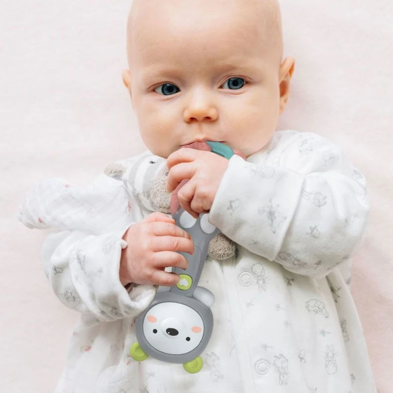 아기 뮤지컬 딸랑이 장난감 빛나는 치아발육기 장난감 0-3세 아기에게 완벽한 선물, 잡기 및 감각 발달