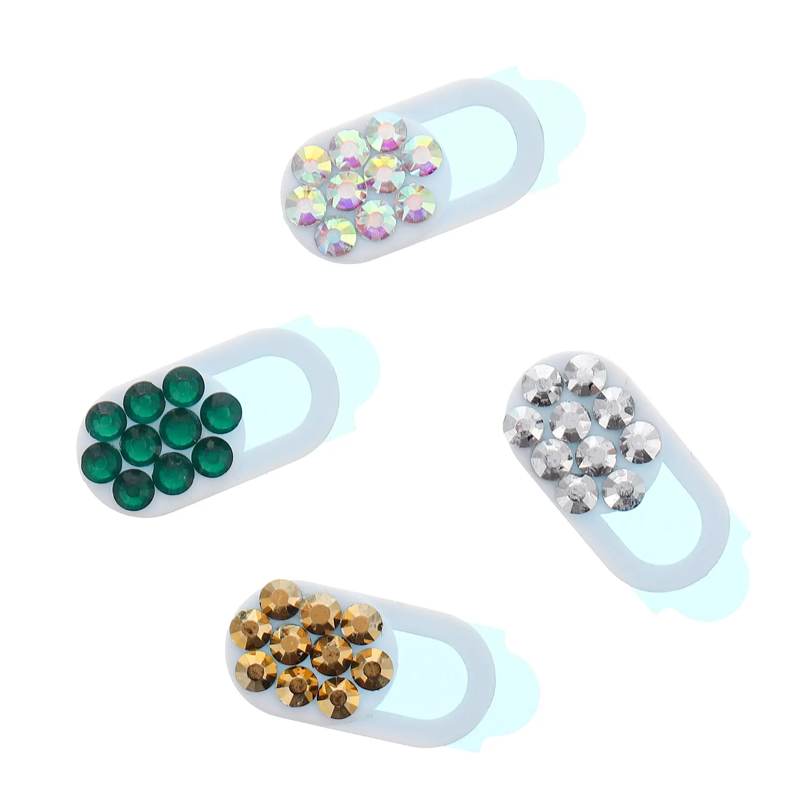 

4 Pcs Rhinestone Privacy Covers for Webcam Phone Tablet Laptop Durable Easy Fashionable Anti Peeping Slide