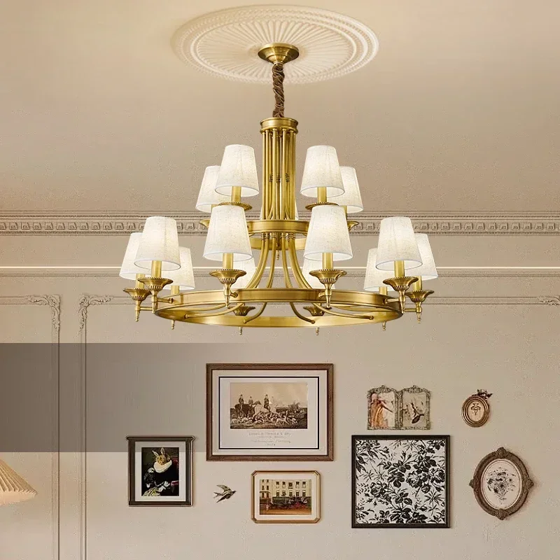 

Retro Brass Pendent Lamp Luxurious Living Room Dining Room Bedroom Villa Hotel Chandelier Interior Lighting Hanging Fixture