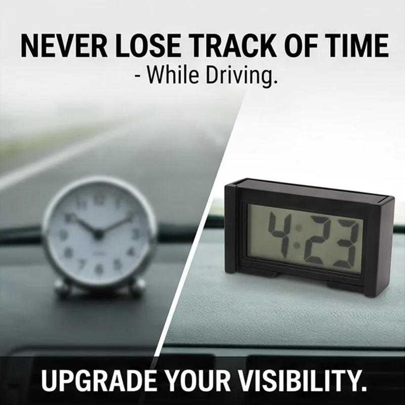 Car Dashboard Self-adhesive Mini Clocks Car Clock Dashboard Mini Digital Clock Large Screen Electronic Clocks for Truck