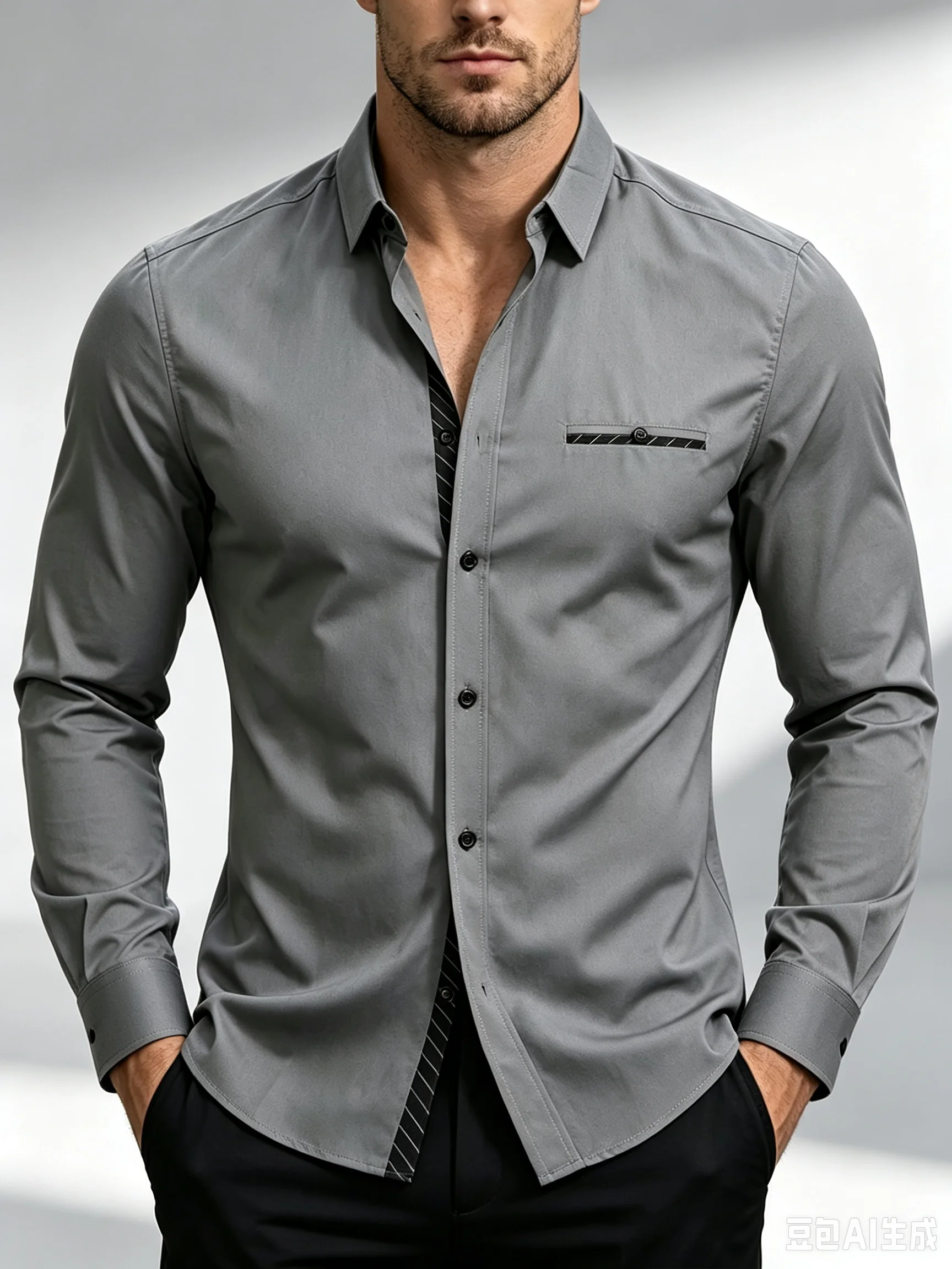 FGKKS Men Business Shirt Elegant Fashion Brand New Long Sleeve Smart Casual Male Micro Elastic Shirts Four Season