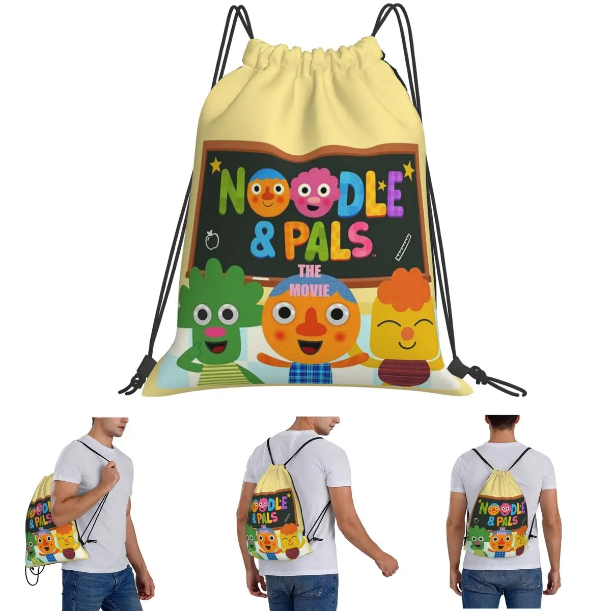Noodle And Pals Micro Super Simple Cool Backpacks Fashion Drawstring Bundle Pocket Shoes Bag Book Bags for Travel Students