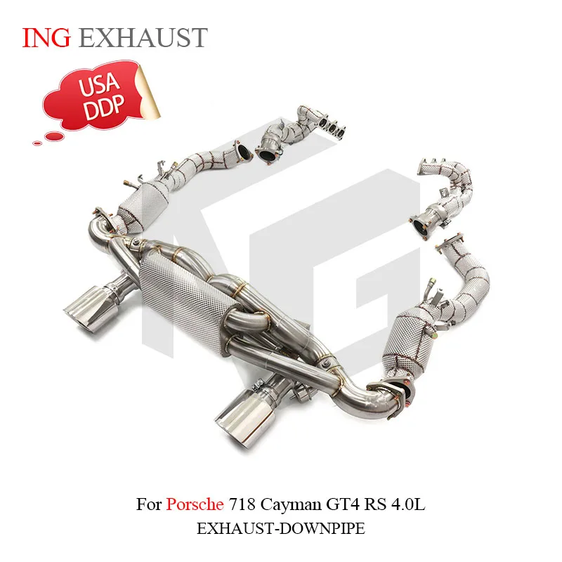 

ING New Style Valve full Exhaust SS304 Catback for Porsche 718 GT4 GTS 4.0L Spyder Race Auto Muffler Performance Engine System