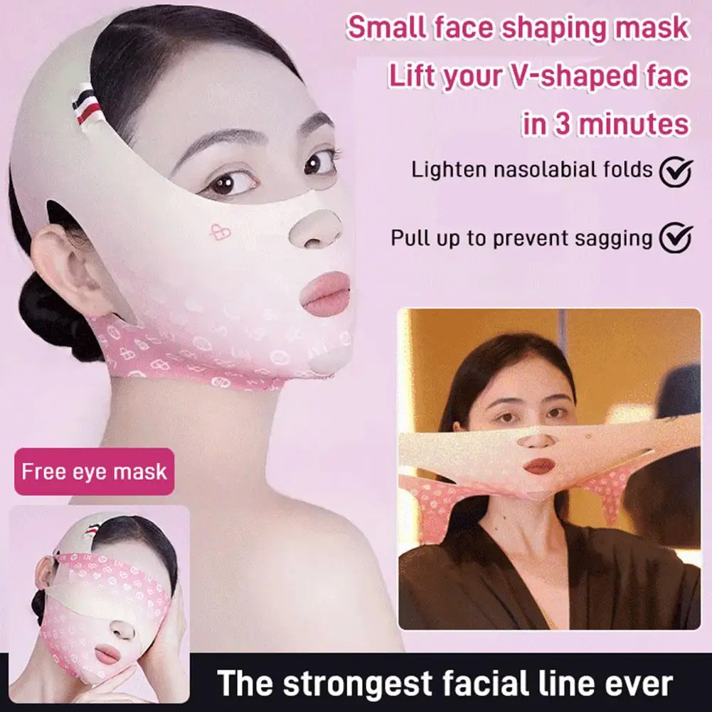 Maska liftingująca wielokrotnego użytku V Line Facial Slimming Strap Double Shaped Up Face Mask - Reducer V Lifting Belt Chin Slimming Face C T4X3