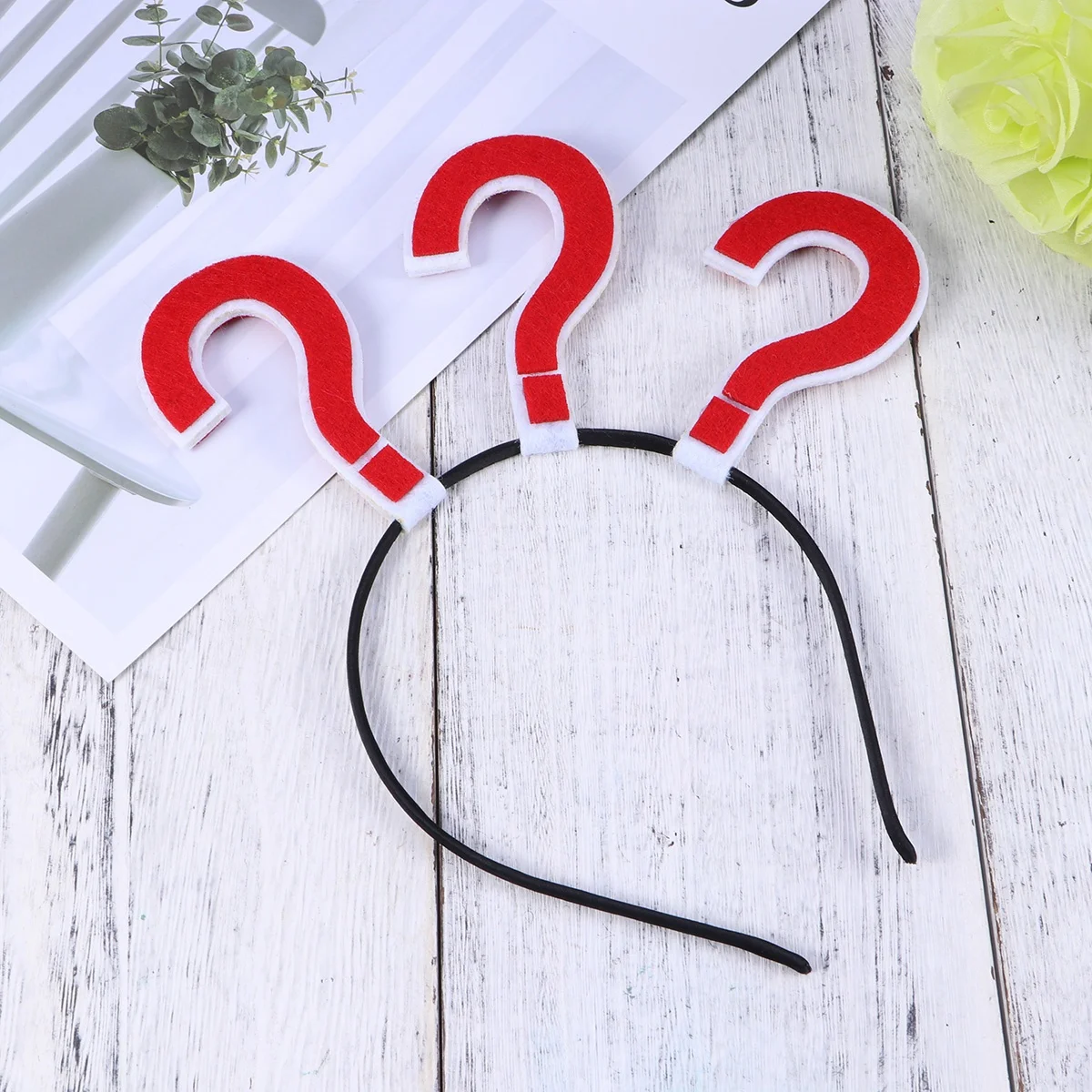 Red Question Mark Shaped Headband Hair Loop Clip Accessory for Women Birthday Christmas Party Garden Event Creative