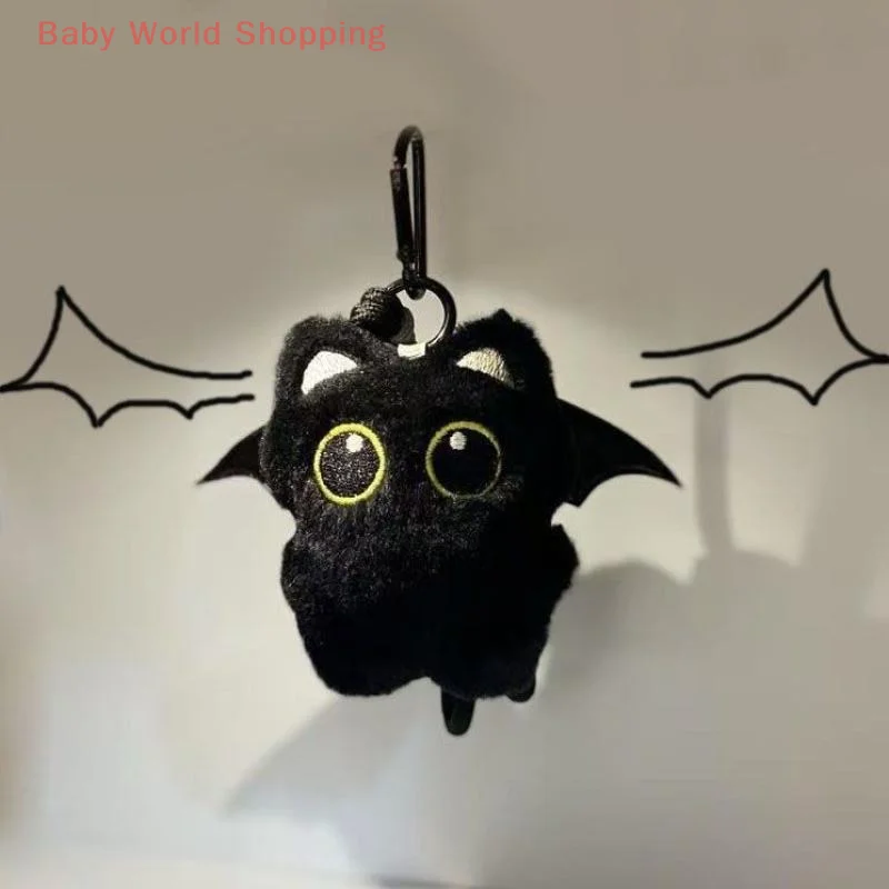 

1 Piece 10cm Ghost Wings Little Black Cat Plush Toy Doll Pendant Ins Big Eyes Punk Bag Decoration For Boy Girl Birthday Gifts
