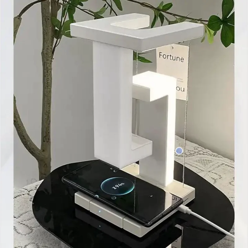 1pc Floating anti Gravity Wireless Charging Desk Lamp, LED Mobile Wireless Charging Night Light, Romantic Home Decoration