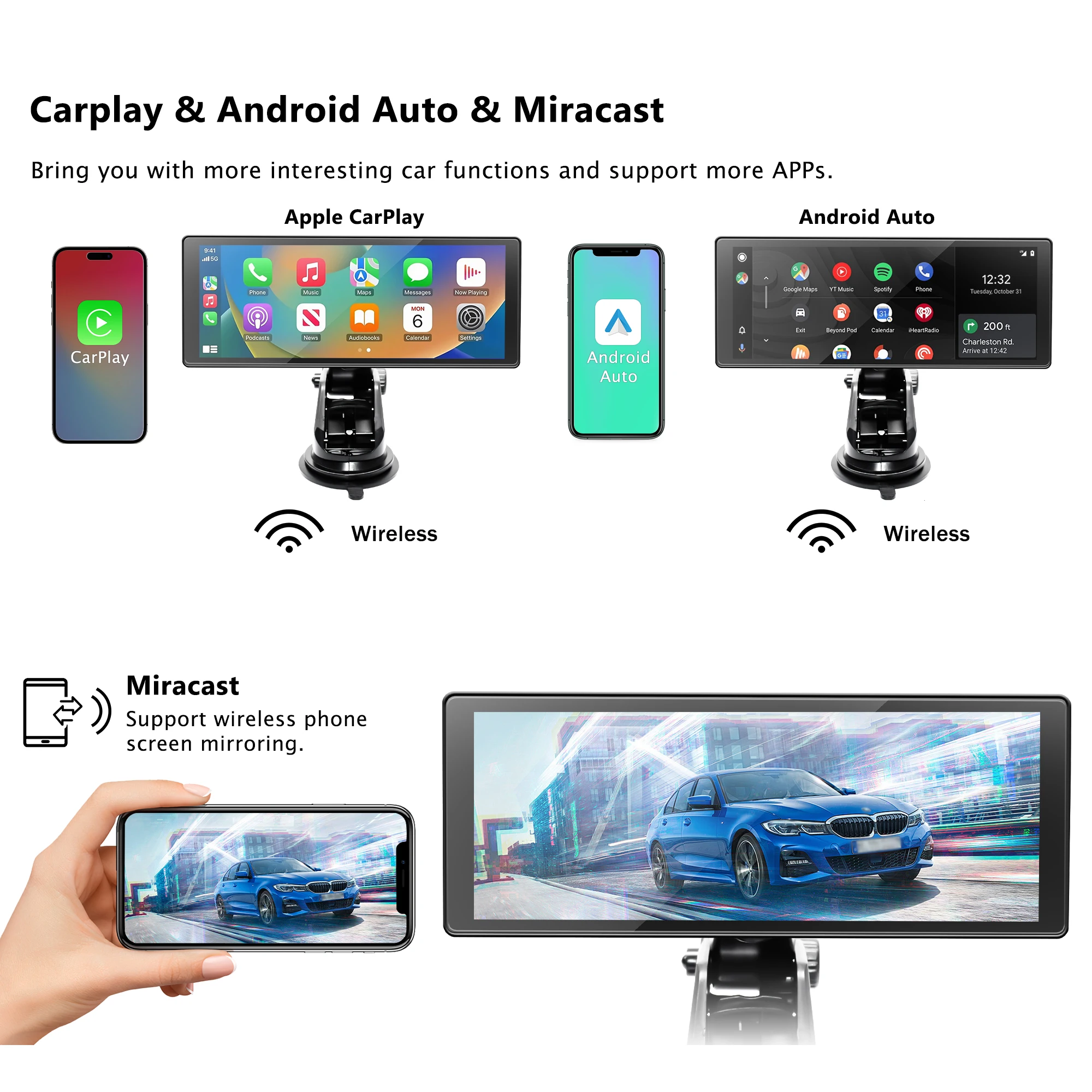 Car Screen Car Display 10.26-inch Wireless Carplay built-in DVR IPS touch 903D AUX/FM Factory-built Camera