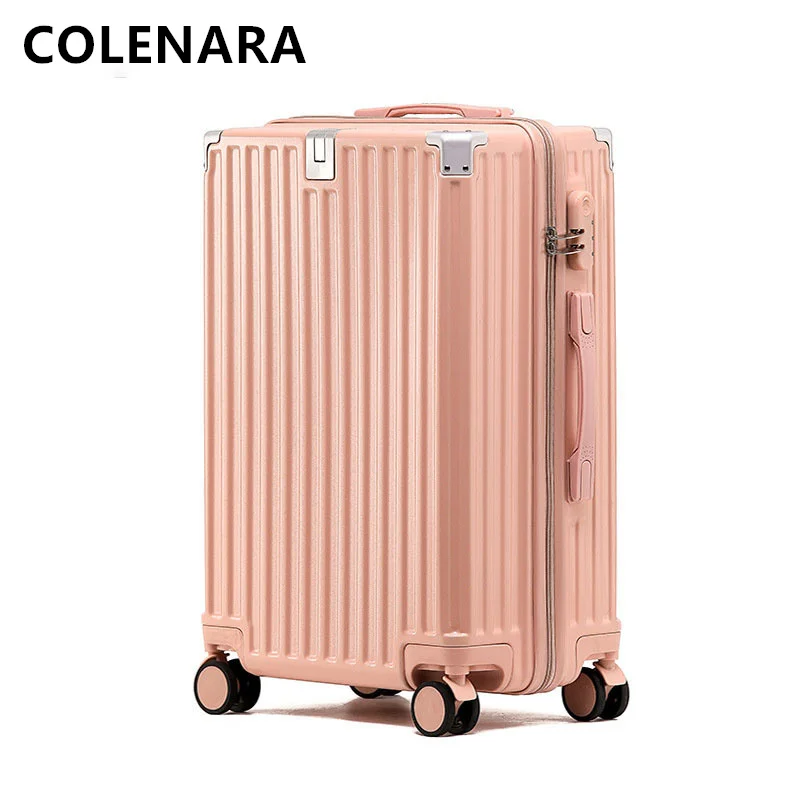 COLENARA koper PC pria dan wanita, koper berpergian bingkai aluminium besar 20 "22" 24 "26" 28 inci untuk lelaki