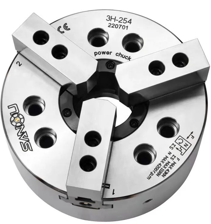 0.003mm Precision Steel 3-Jaw Through-Hole Hydraulic Chuck for CNC Lathe Machine 6000 RPM SANOU Brand