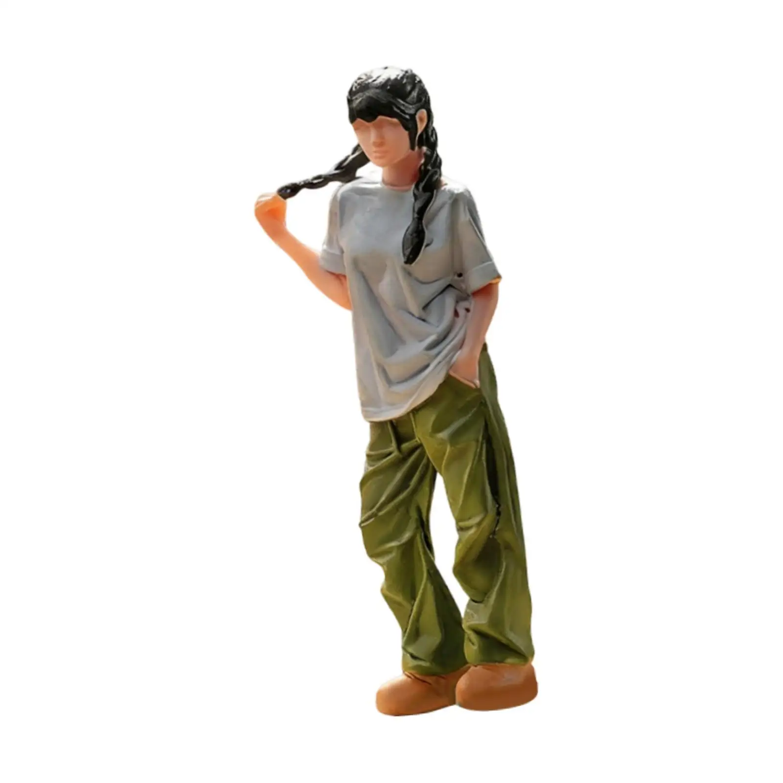 Micro Landscape Decor 1/64 Miniature People Girl Figure Resin Tiny Diorama Collectible for Room Display